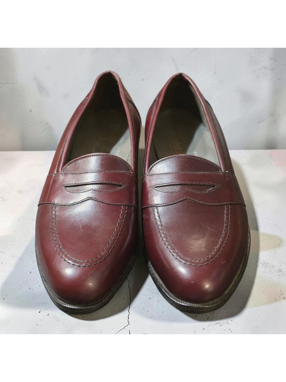 Vtg FootJoy Classics Burgundy Leather Full Strap Penny Loafers Dress Shoes 9.5D